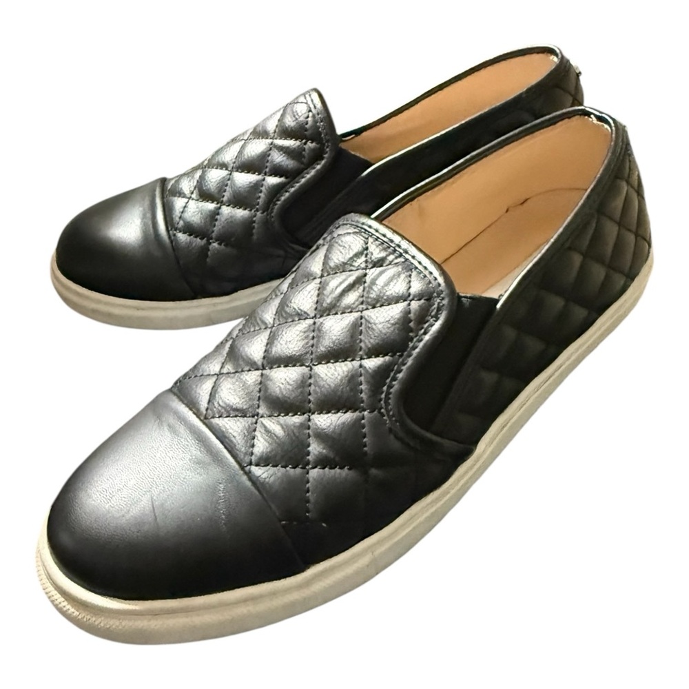 STEVE MADDEN Black Quilted Zaander Slip-On Sneaker Shoes Women's Size 9